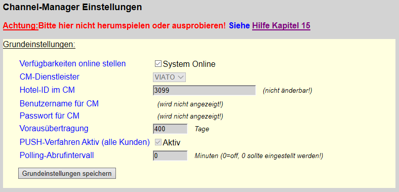 Channel-Manager Grundeinstellungen